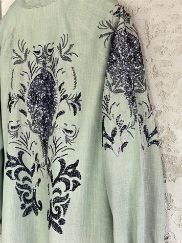 Payetli Özel El İşlemeli Kimono (Çağla Yeşil)
