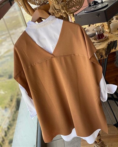 Penye Kumaş Salaş Süveter  (CAMEL)