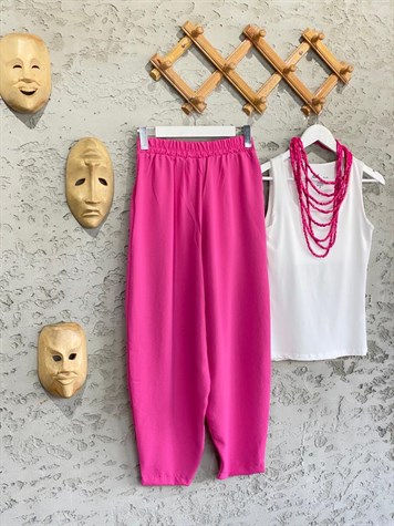 Pilili Bombeli Paça Detay Pantolon (Pembe)