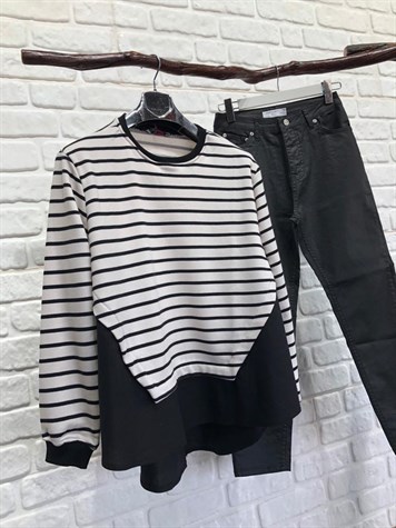 Poplin Detaylı Garnili Sweat