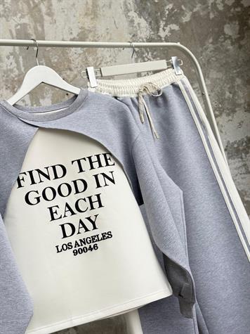 Premium Kalite Match Detaylı Yazı Baskılı Takım (Gri)