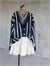 Premium Kaşmir Dokulu Çizgili Oversize Hırka (Lacivert)