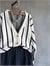 Premium Kaşmir Dokulu Çizgili Oversize Hırka (Beyaz)