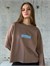 Oversize Yazı Baskılı Sweatshirt (Kahve)