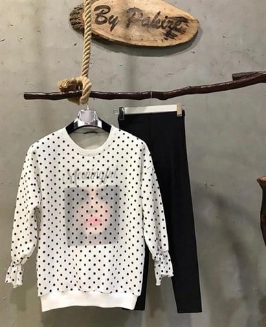 Puantiyeli Tül Sweat