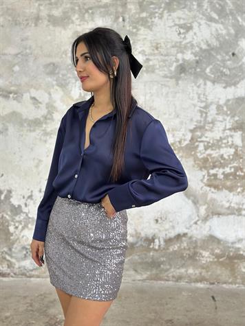 Pul Payet İşçilikli Mini Etek (Gümüş)