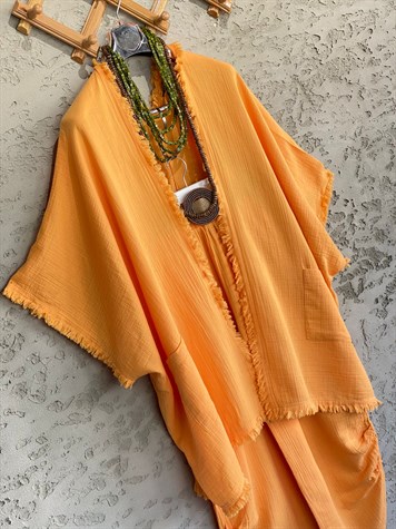 Püsküllü Kimono Pantolon Takım (Oranj)