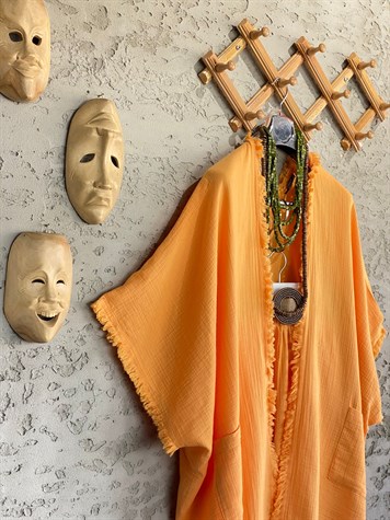Püsküllü Kimono Pantolon Takım (Oranj)