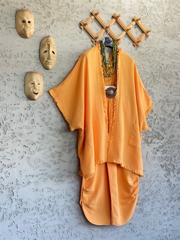 Püsküllü Kimono Pantolon Takım (Oranj)