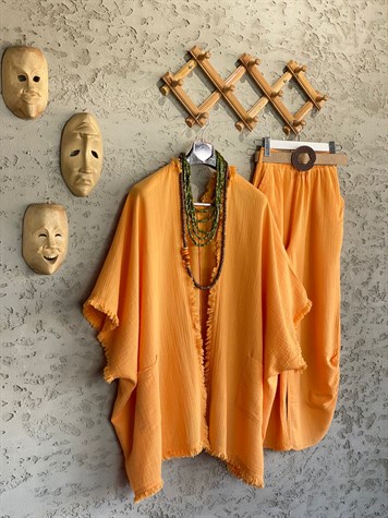 Püsküllü Kimono Pantolon Takım (Oranj)