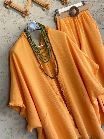 Püsküllü Kimono Pantolon Takım (Oranj)