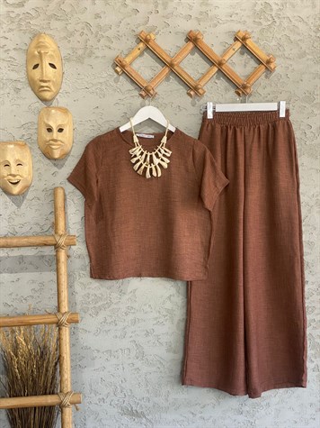 RAHAT BLUZ VE PANTOLON TAKIM (Kahverengi)