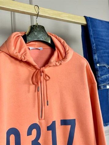 Rakam Baskılı Oversize Sweat (Oranj)