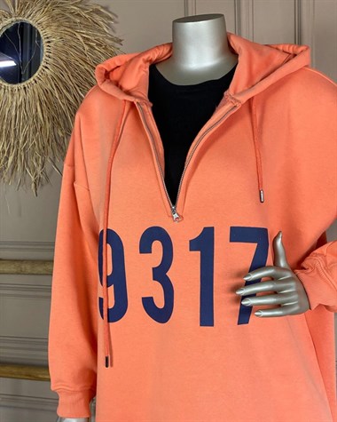 Rakam Baskılı Oversize Sweat (Oranj)