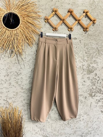 Şalvar Kesim Kumaş Pantolon (Bej)
