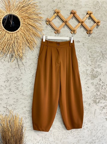 Şalvar Kesim Kumaş Pantolon (Kahve)