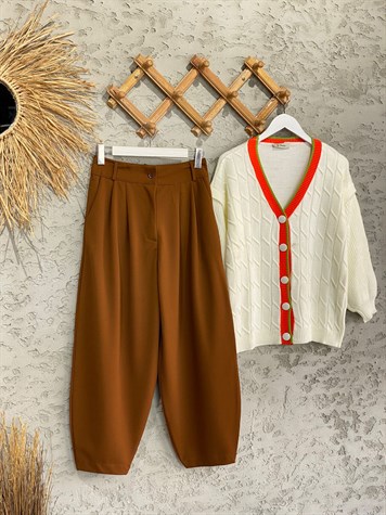 Şalvar Kesim Kumaş Pantolon (Kahve)