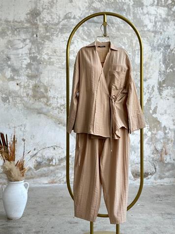 Şalvar Model Bambu Dokulu Coton Takım (Camel)