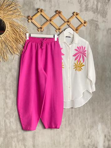 Şalvar Model Keten Pantolon (Fuşya)