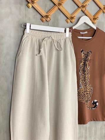 Şalvar Model Keten Pantolon (Taş)