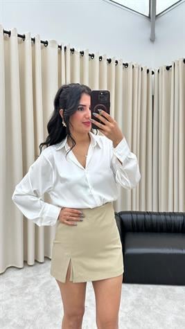 Saten Beyaz Gömlek