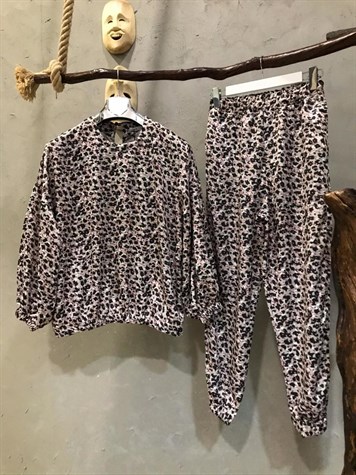 Saten Leopar Eşofman Takımı