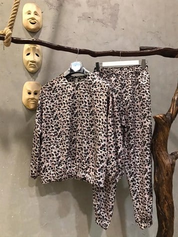 Saten Leopar Eşofman Takımı