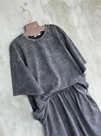 Şehir Boy Şortlu Oversize Taş Yıkamalı Takım (Antrasit)