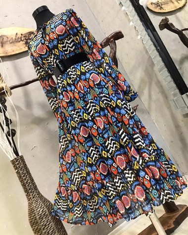 Şifon Kumaş Beli Lastikli Elbise
