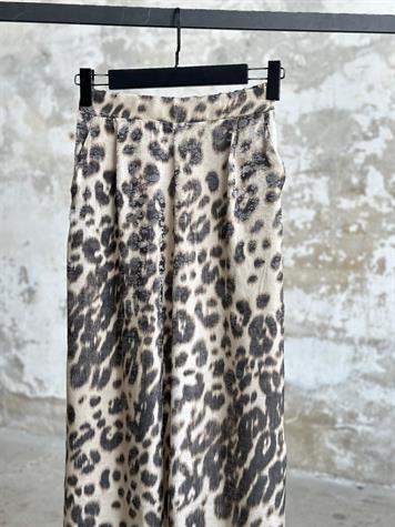 Sim Geçişli Leopar Desenli Pantolon (Taş)