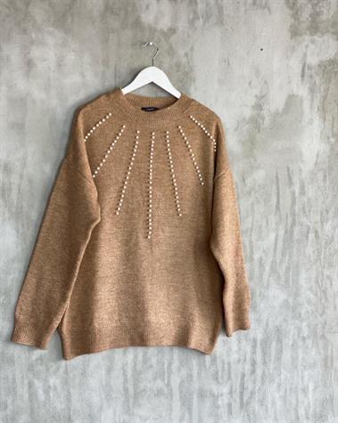 Sıra İncili Yumoş Tunik Kazak (Camel)