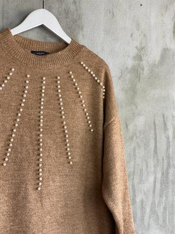 Sıra İncili Yumoş Tunik Kazak (Camel)