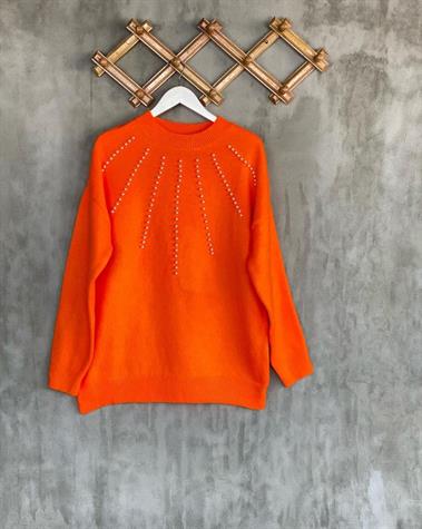 Sıra İncili Yumoş Tunik Kazak (Oranj)