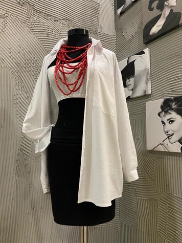 Sırt Detaylı Tasarım Model Nakışlı Tunik Boyfriend Gömlek