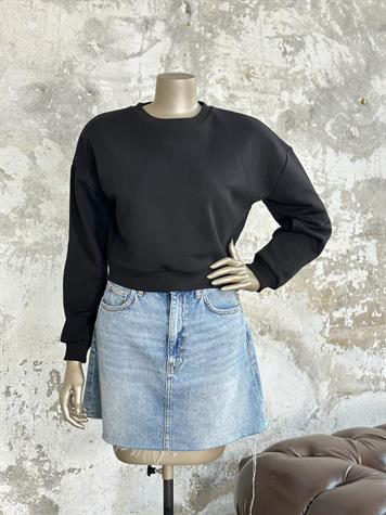 Sırt Salkım Zincir Ve Kalp Detaylı Sweat (Siyah) 