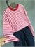 Sırt Slogan Baskılı Pembe Çizgili Sweatshirt(Pembe-Kırmızı)