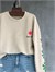 Sırt ve Kol Baskılı Tasarım Taş Yıkama Sweatshirt (Taş)