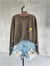 Sırt ve Kol Baskılı Tasarım Taş Yıkama Sweatshirt (Kahve)