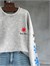Sırt ve Kol Baskılı Tasarım Taş Yıkama Sweatshirt (Gri)