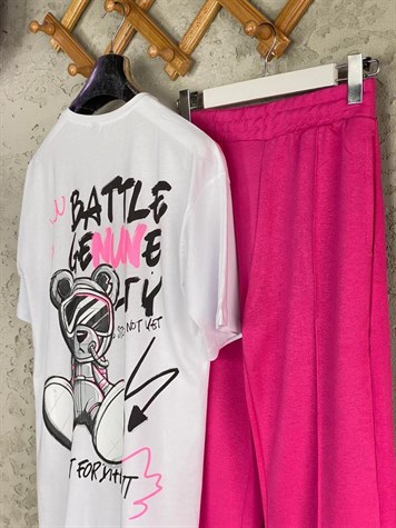 Sırtı Ayı Baskılı Salaş Tshirt