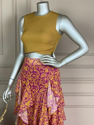 Sırtı Fermuar Detaylı Crop (AÇIK KAHVE )