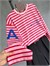 Sırtı Yıldız Baskılı Çizgili Salaş Sweatshirt (Pembe)