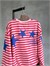 Sırtı Yıldız Baskılı Çizgili Salaş Sweatshirt (Pembe)