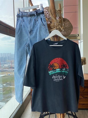 Spring Summer Baskılı Yıkamalı Tshirt