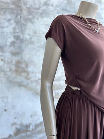 Süprem Kumaş Drape Detaylı Takım (Acı Kahve)
