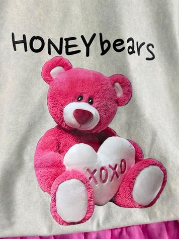 Taş Yıkamalı Ayıcık Baskılı Oversize Dokuma Tişört (Bej)