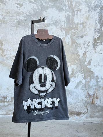 Taş Yıkamalı Oversize Dokuma Tişört (Antrasit)