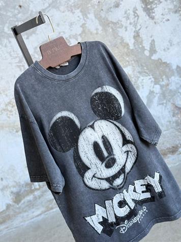 Taş Yıkamalı Oversize Dokuma Tişört (Antrasit)