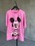 Taş Yıkamalı Oversize Dokuma Mickey Tişört (Pembe)