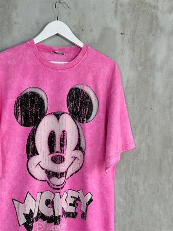 Taş Yıkamalı Oversize Dokuma Tişört (Pembe)